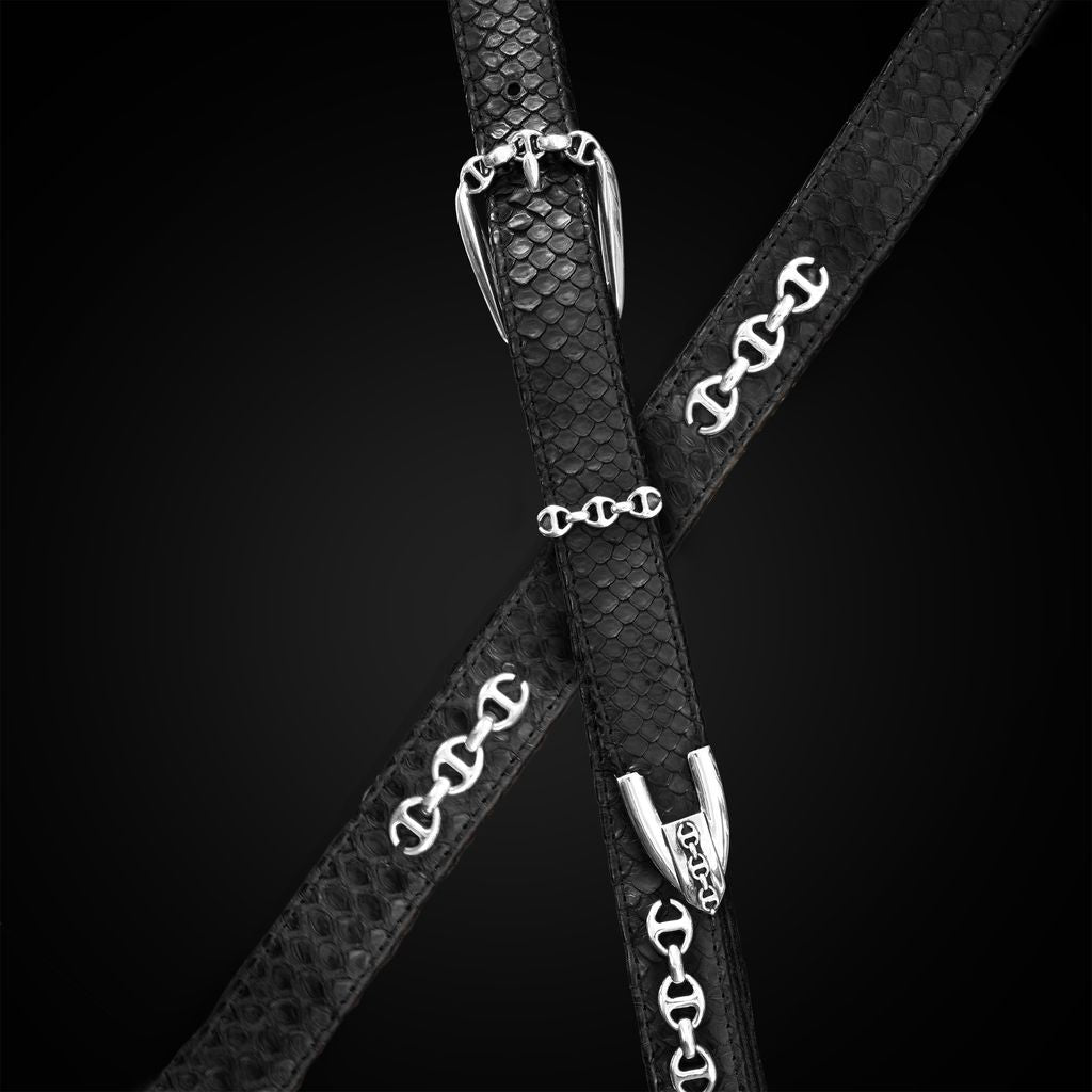 BLACK SNAKESKIN WESTERN BELT