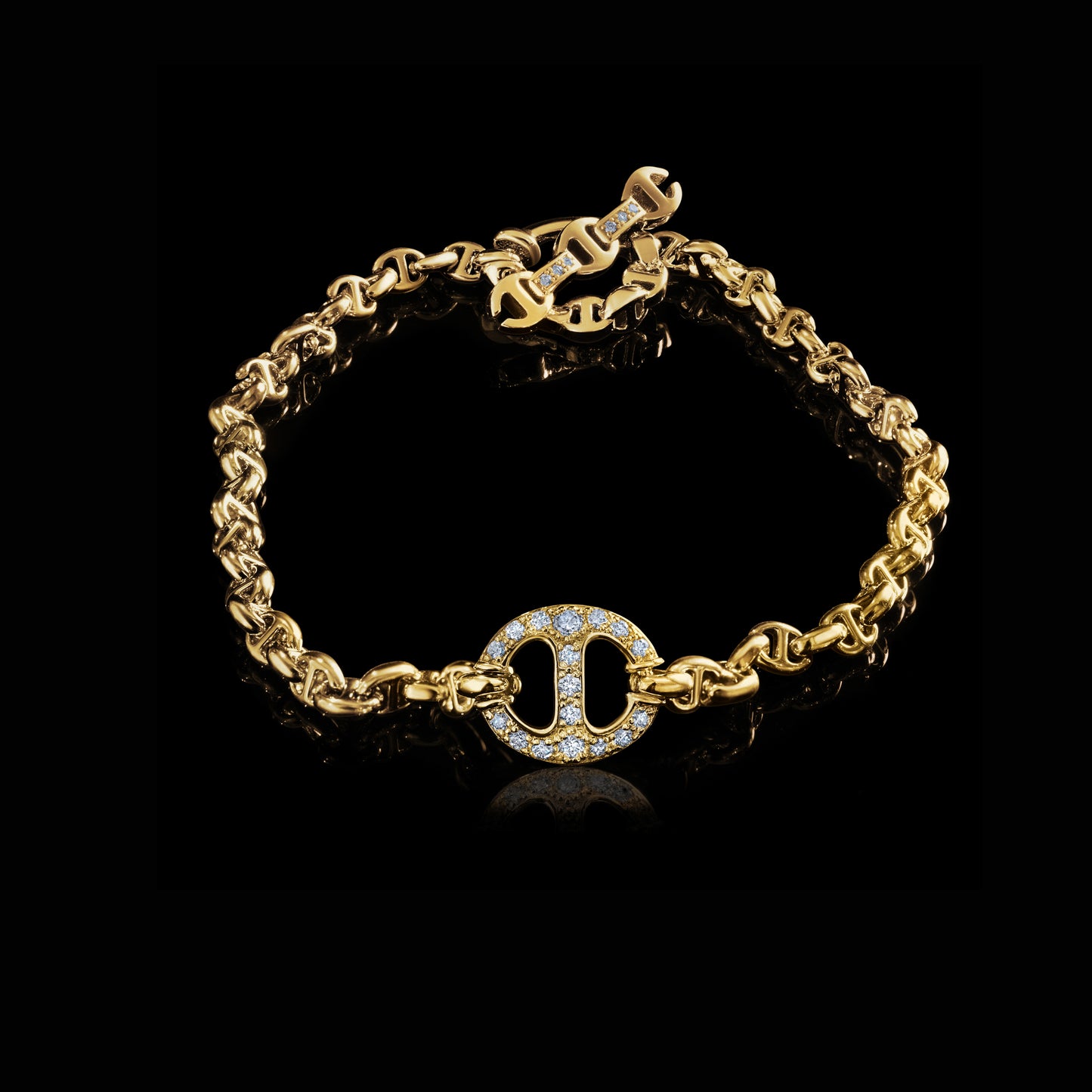 10MM SINGLE LINK BRACELET WITH DIAMONDS