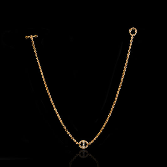 14MM SINGLE STATION NECKLACE WITH DIAMONDS - 16"