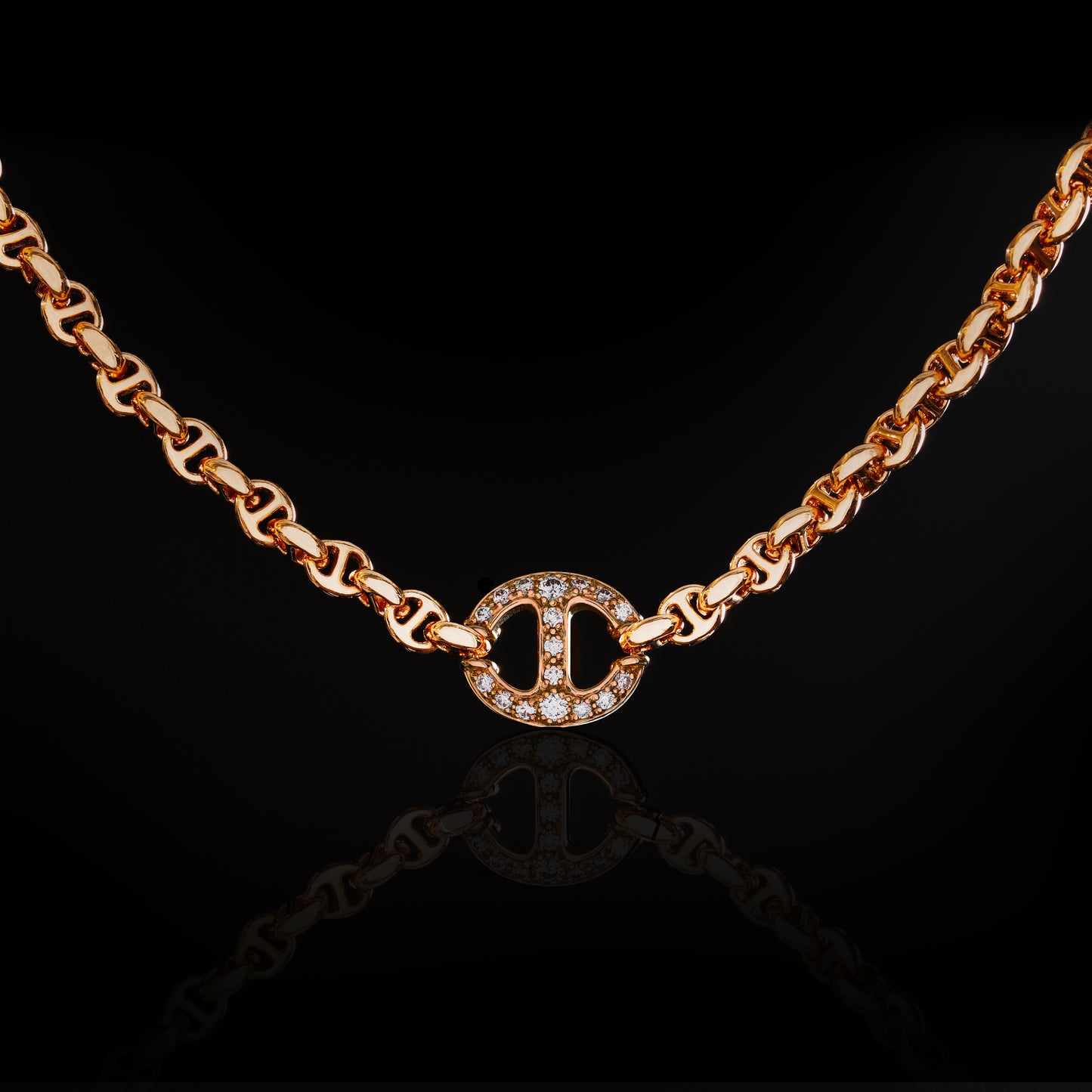 10MM SINGLE STATION NECKLACE WITH DIAMONDS - 16"