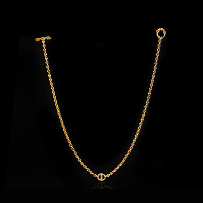 10MM SINGLE STATION NECKLACE WITH DIAMONDS - 16"