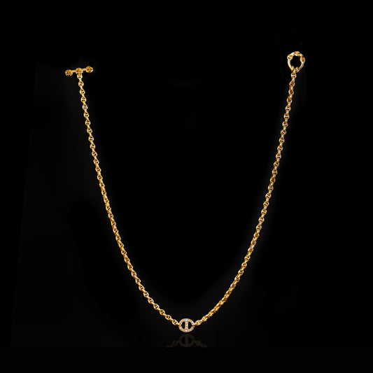 10MM SINGLE STATION NECKLACE WITH DIAMONDS - 16"