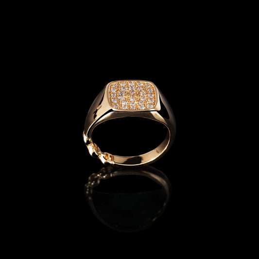 RECTANGLE SIGNET RING WITH DIAMONDS