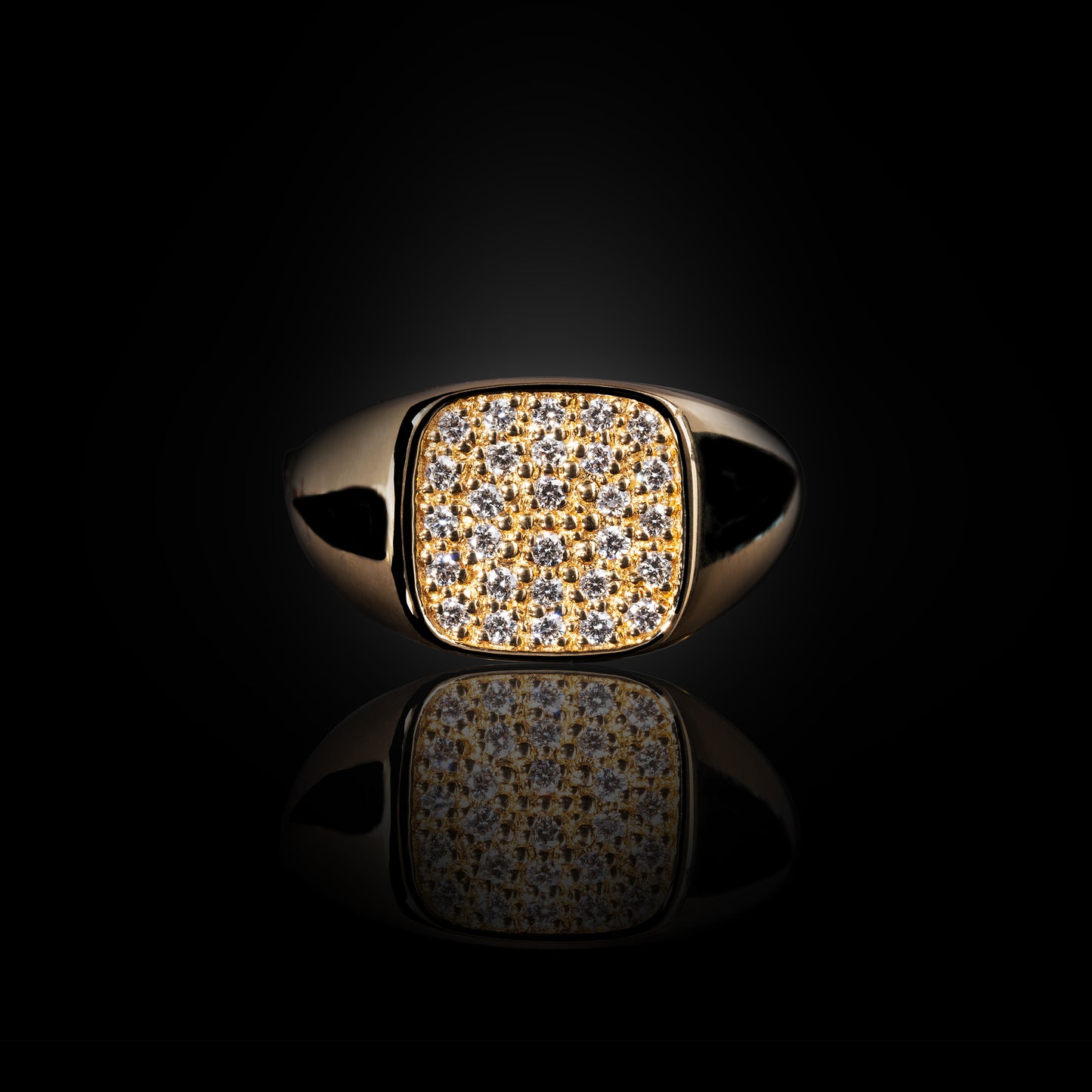 RECTANGLE SIGNET RING WITH DIAMONDS
