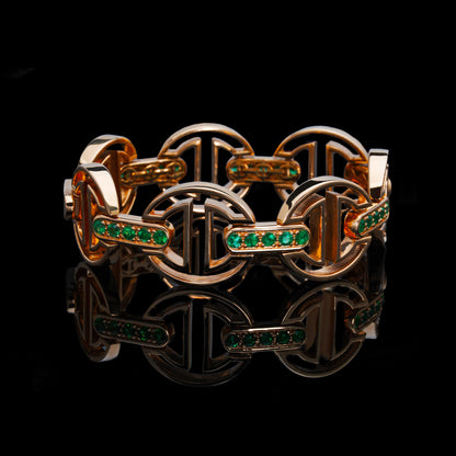 MMV MEDIUM LINK BRACELET WITH EMERALD BRIDGES