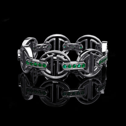 MMV MEDIUM LINK BRACELET WITH EMERALD BRIDGES