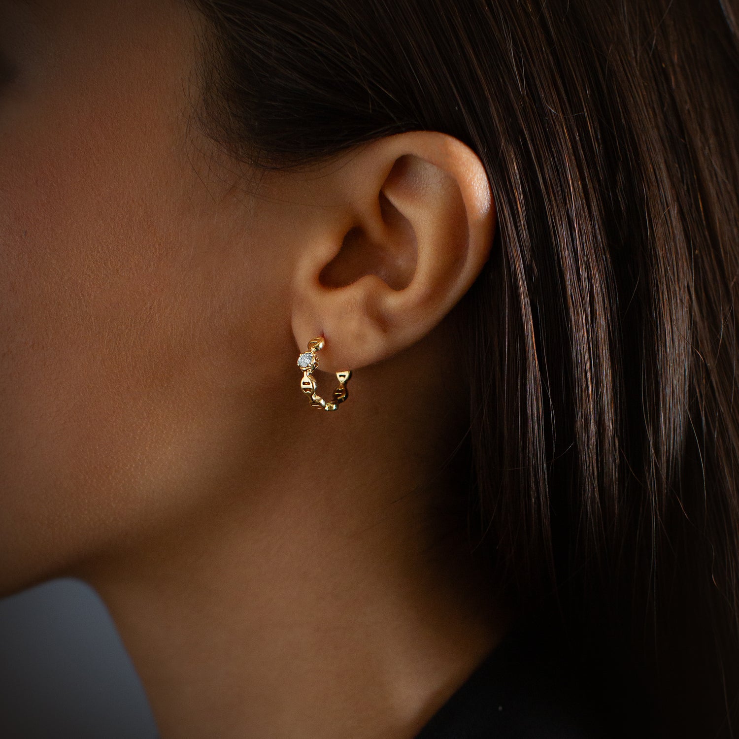 MICRO TRI-LINK HUGGIE WITH DIAMONDS