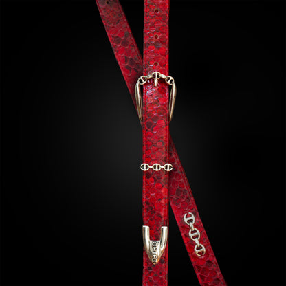 RED SNAKESKIN WESTERN BELT