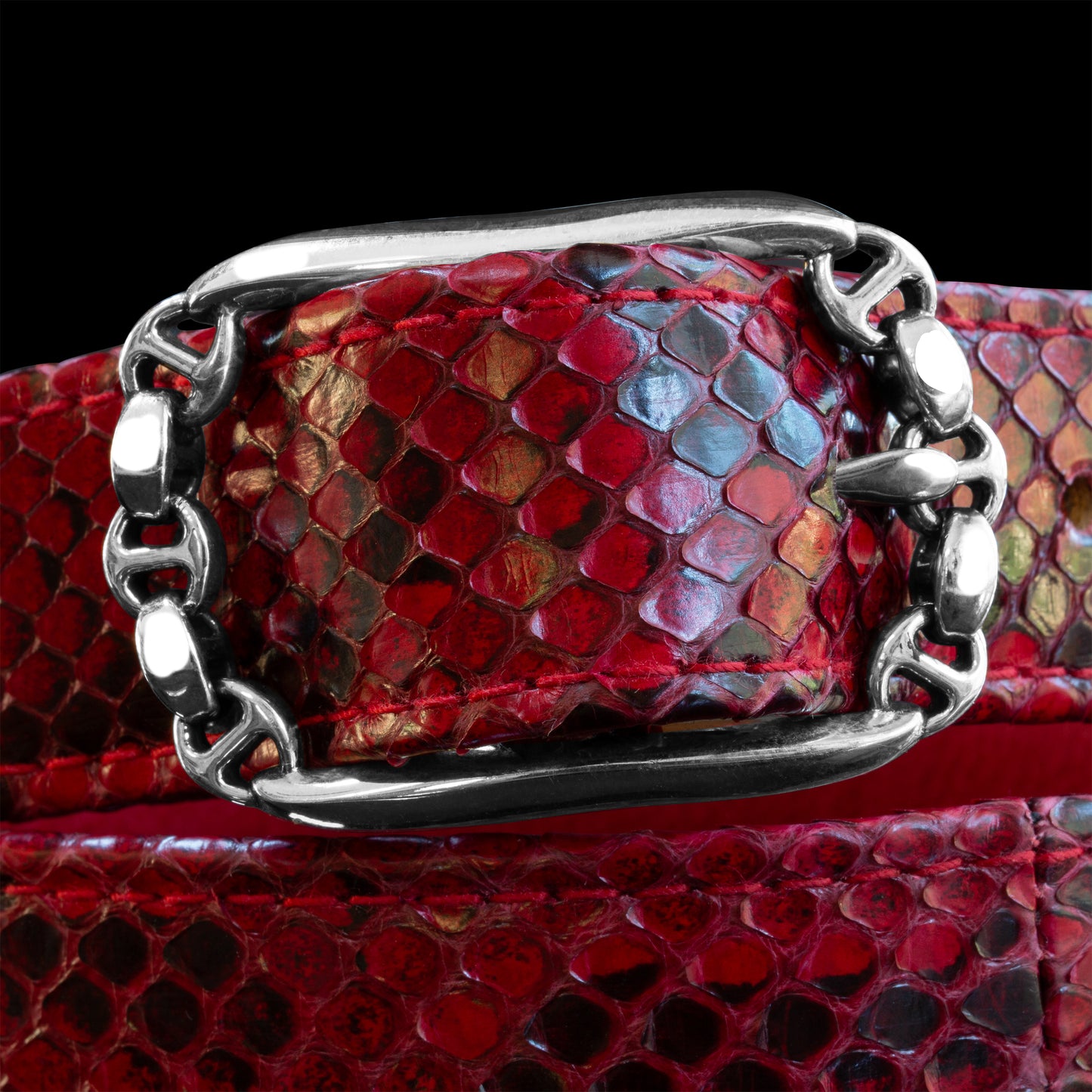 RED SNAKESKIN SINGLE BUCKLE BELT