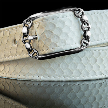 BONE SNAKESKIN SINGLE BUCKLE BELT
