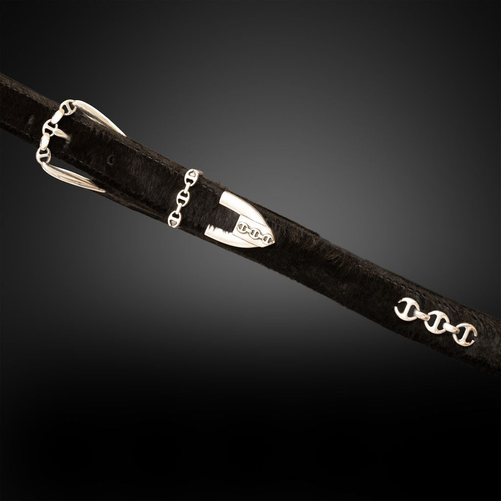 BLACK LAMB FUR WESTERN BELT