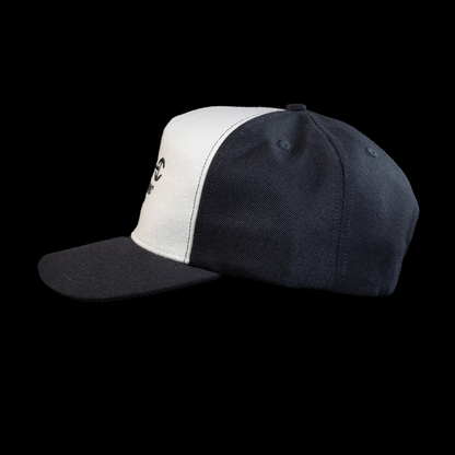 BLACK AND WHITE PANELED MAKERS MARK TWILL TRUCKER
